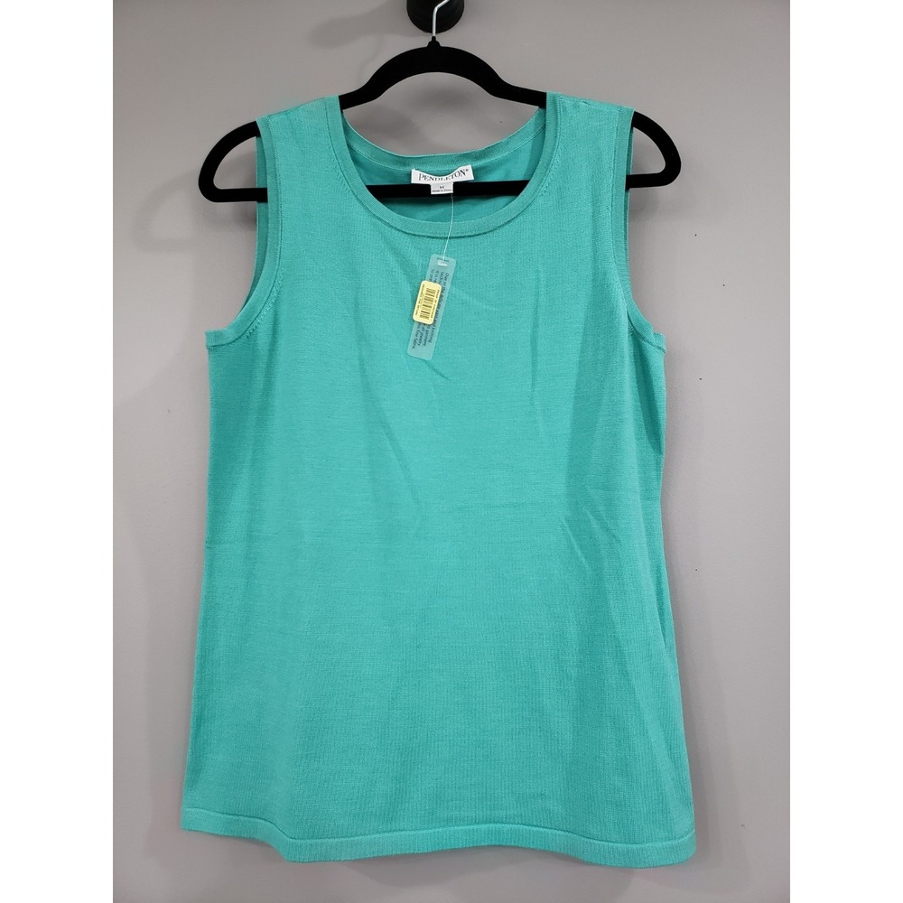 NEW MEDIUM Pendleton Green Silk Nylon Blend Sleeveless Tank Top Prep